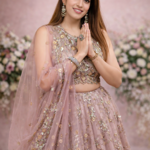 Pink lehnga with beautiful blouse